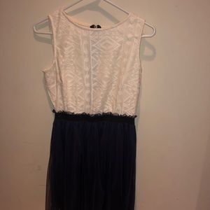 Modest 2 color split dress